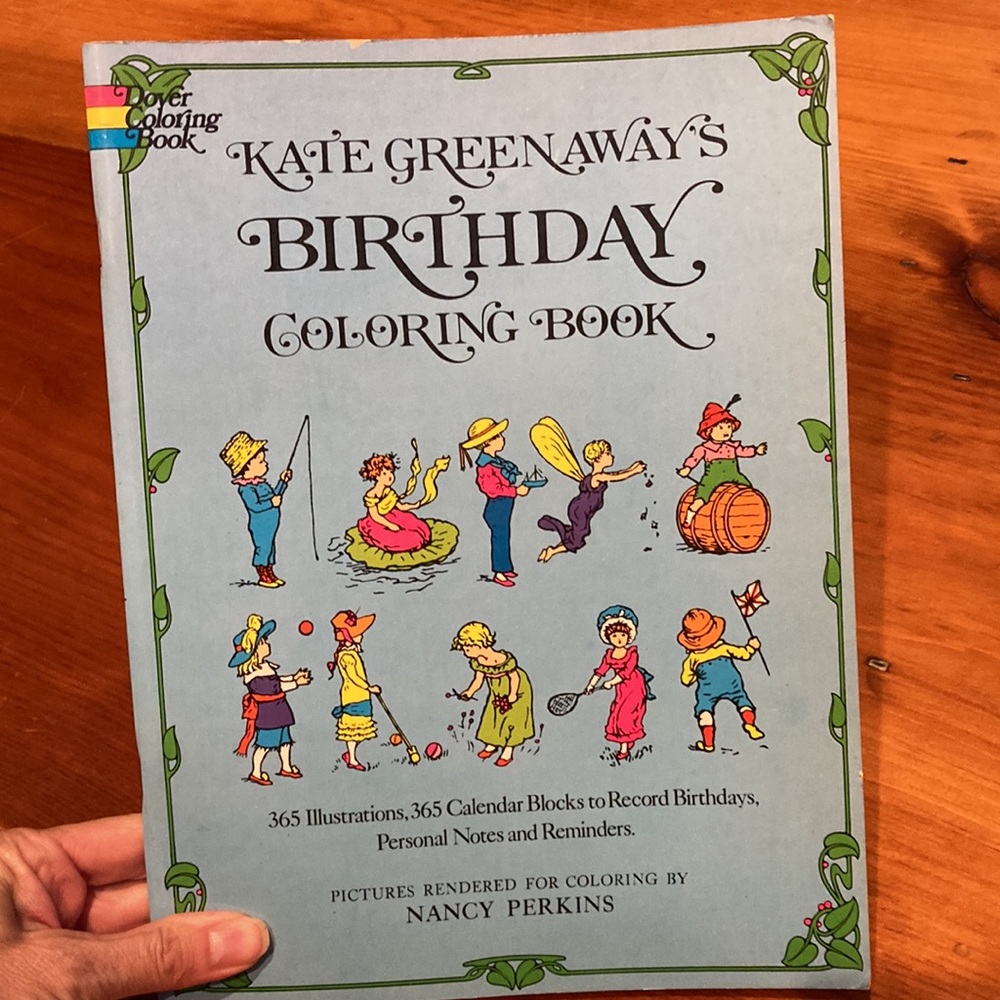DOVER Kate Greenaway's Birthday Coloring Book 365 Notes & Reminders Calendar